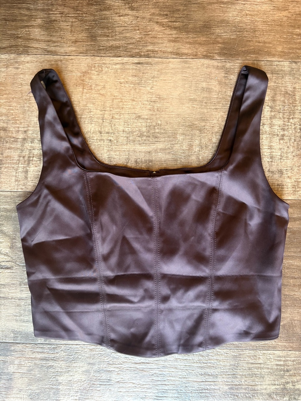 Aritzia Babaton Chocolate Satin corset Crop Top